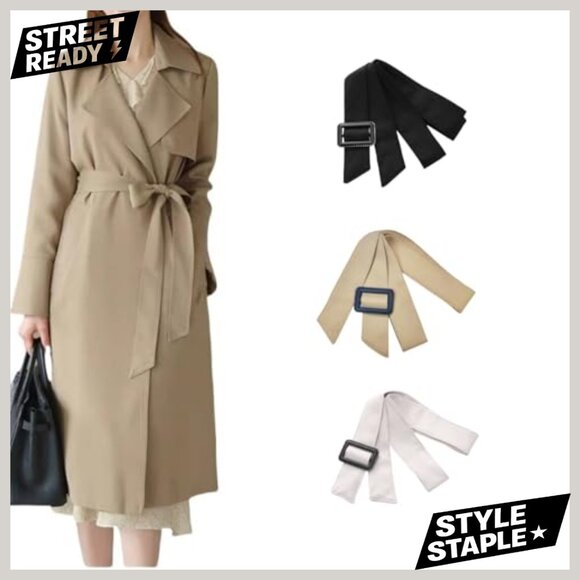 Wide Waistband Belt for Trench Coats Jackets Dresses Adjustable Buckle